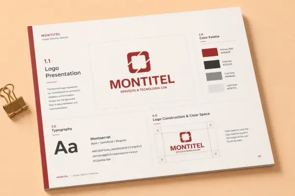 Manual de marca com regras de uso da logomarca e paleta de cores