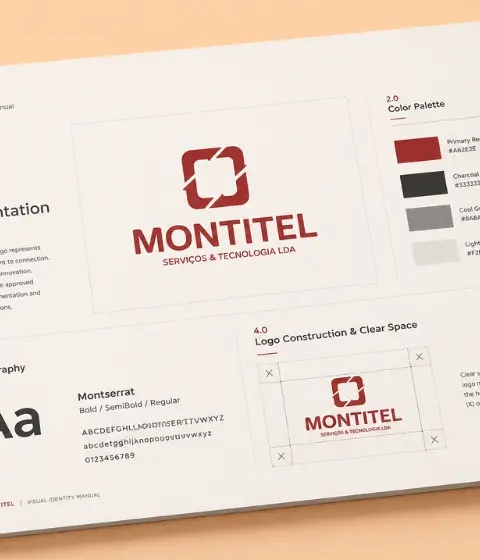 Designer organizando as regras de uso da logomarca para o manual de marca